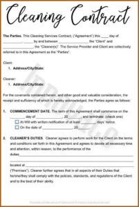 Cleaning Services Agreement Template