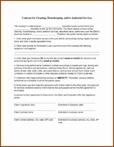 Cleaning Services Agreement Template Free