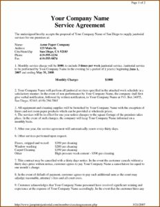 Cleaning Services Contract Agreement Doc