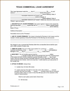 Commercial Lease Agreement Texas Template