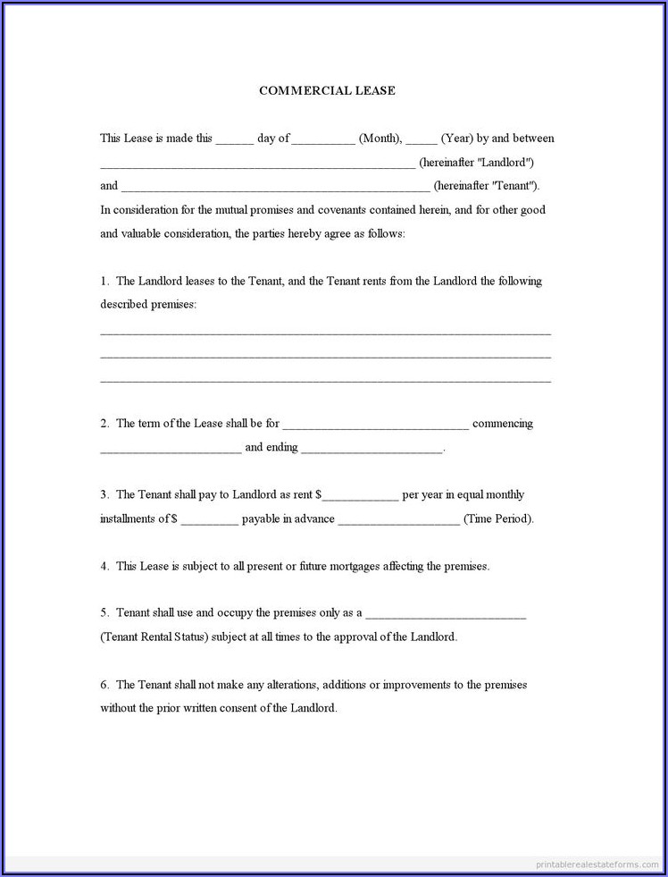 Commercial Rental Lease Agreement Form