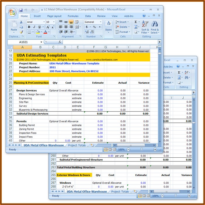Construction Estimating Templates For Excel Free