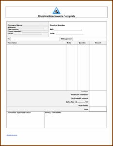 Construction Invoice Template Pdf