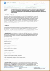 Construction Quality Control Plan Template Free