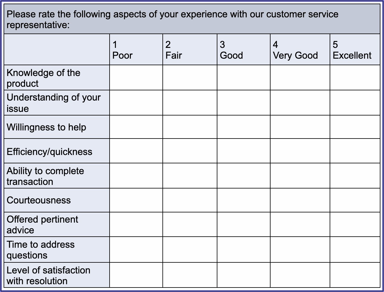 Customer Satisfaction Survey Template Word Doc