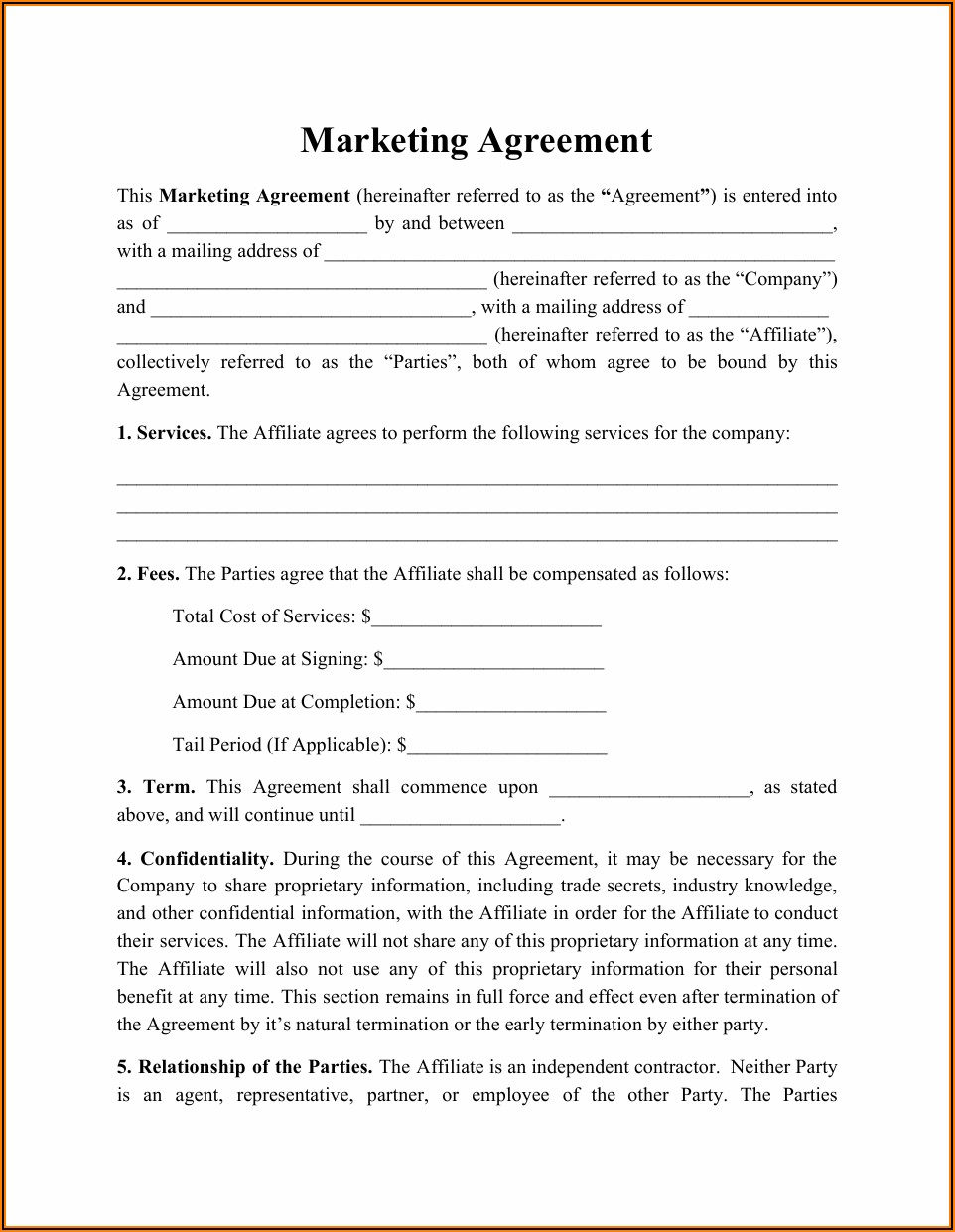 Digital Marketing Contract Template Free