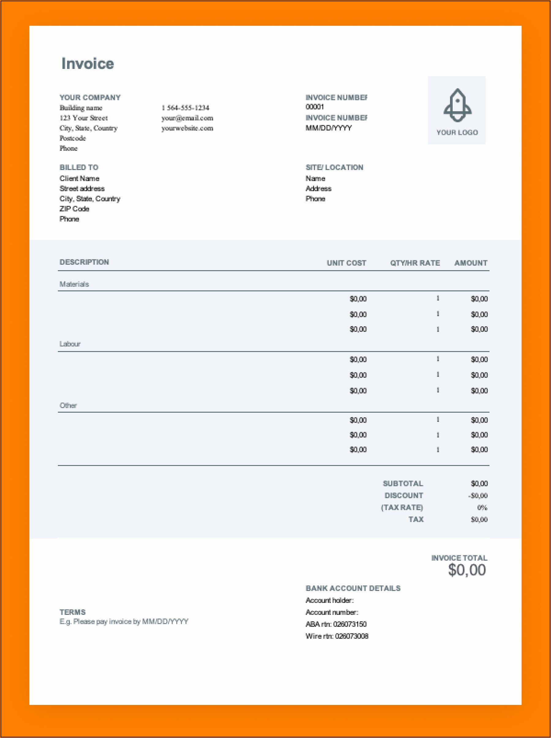 Electrical Contractor Invoice Sample