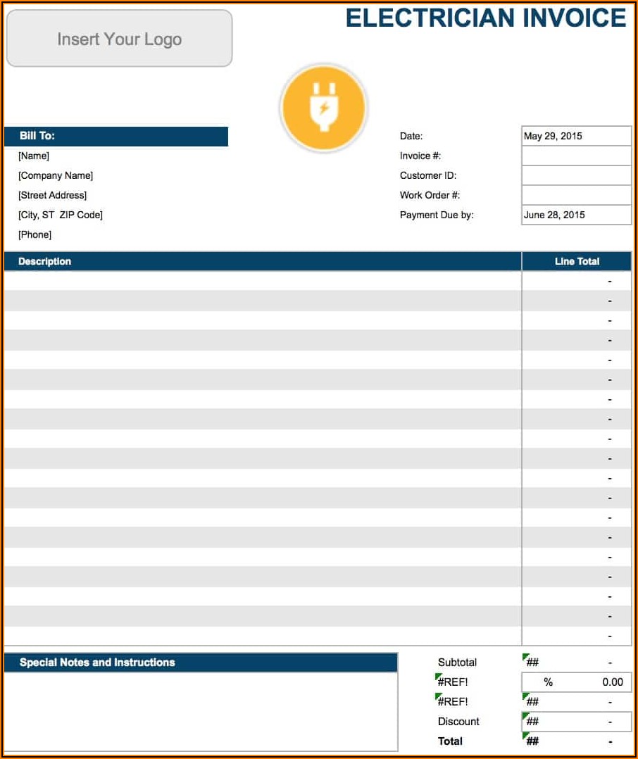 Electrical Contractor Receipt Template