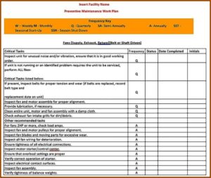 Facility Maintenance Checklist Template