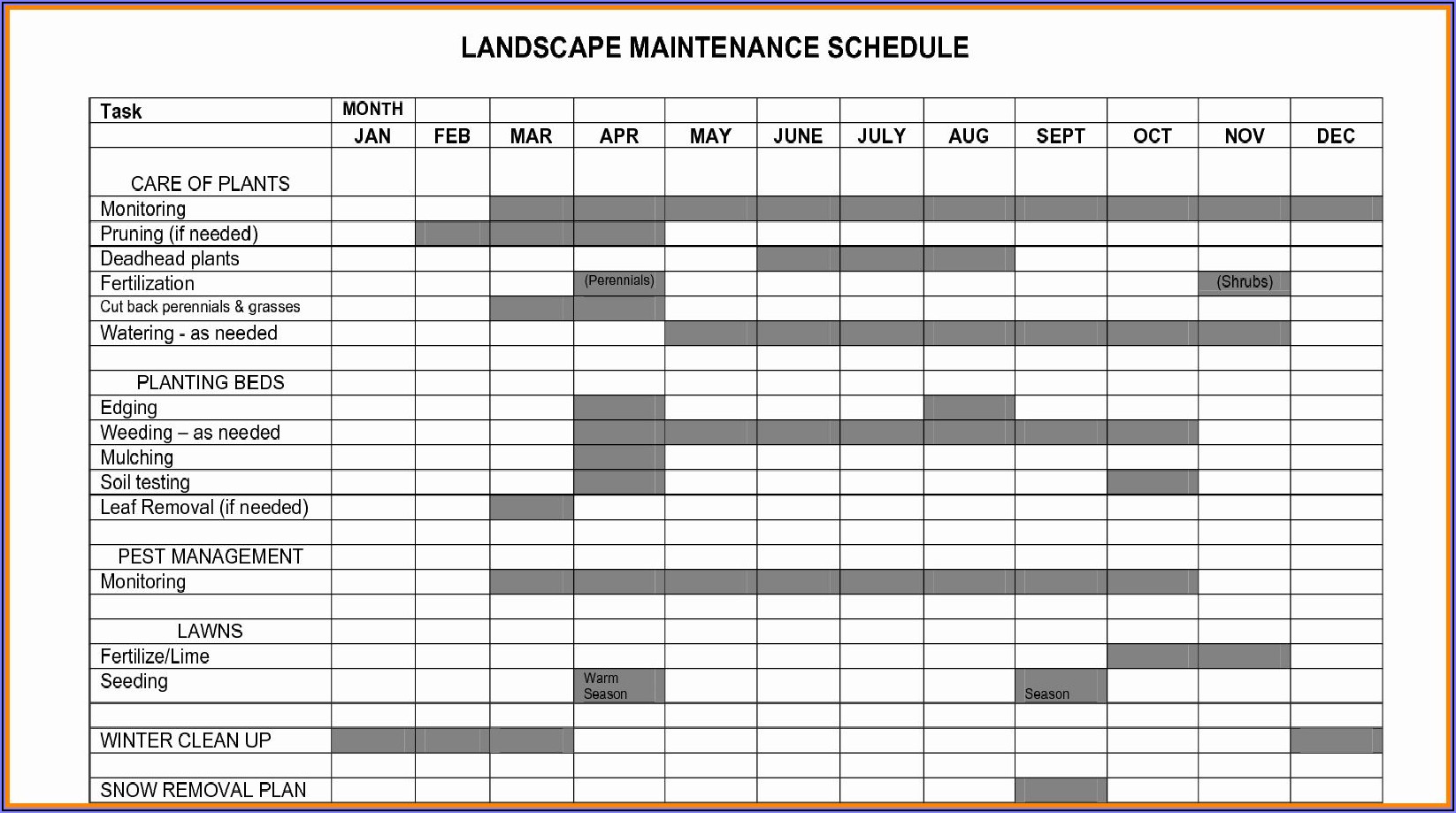 Facility Maintenance Plan Template Excel