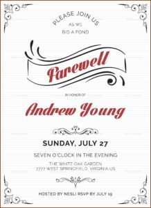 Farewell Party Invitation Card Template