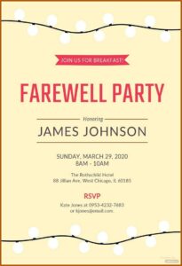 Farewell Party Invitation Email Sample
