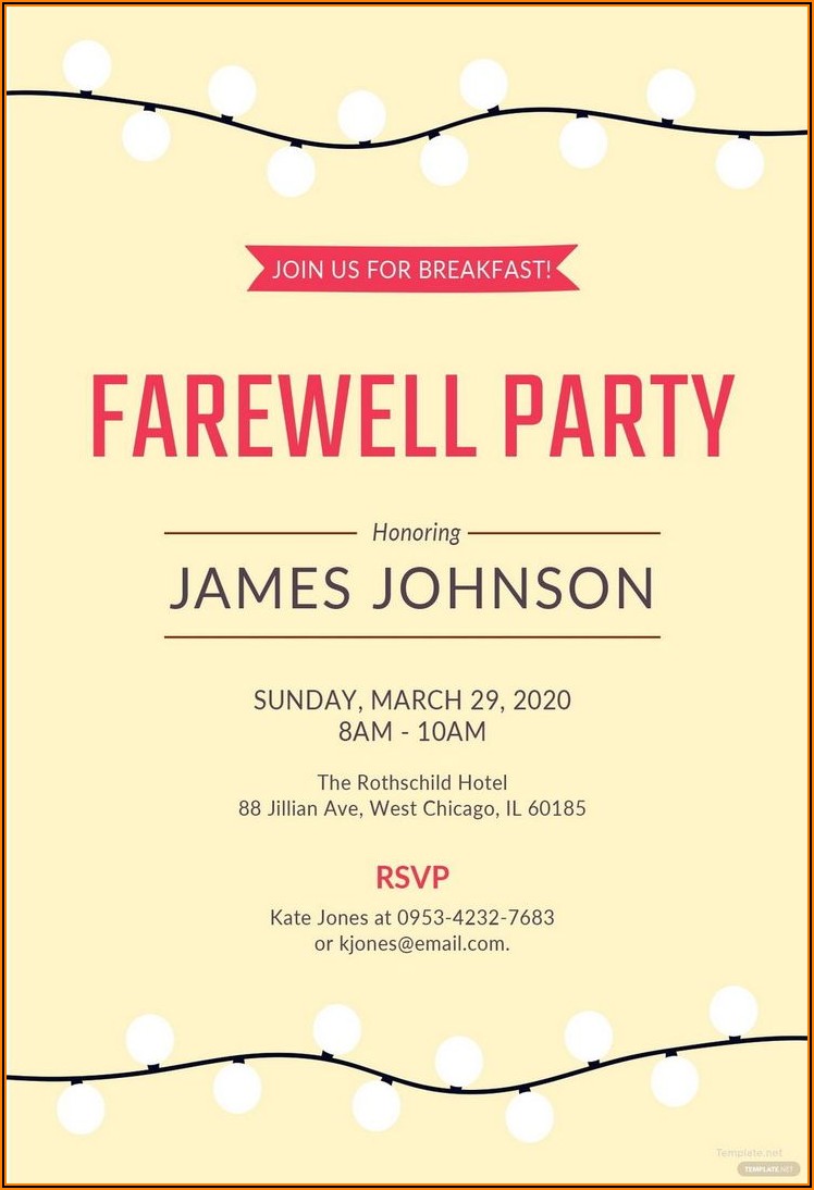 Farewell Party Invitation Email Sample