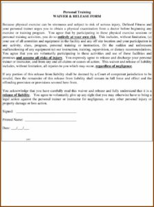 Fitness Waiver Template Pdf