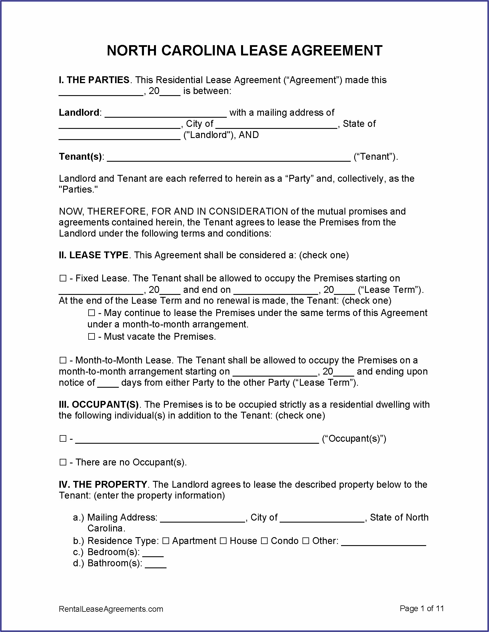 Free Blank Rental Agreements Printable
