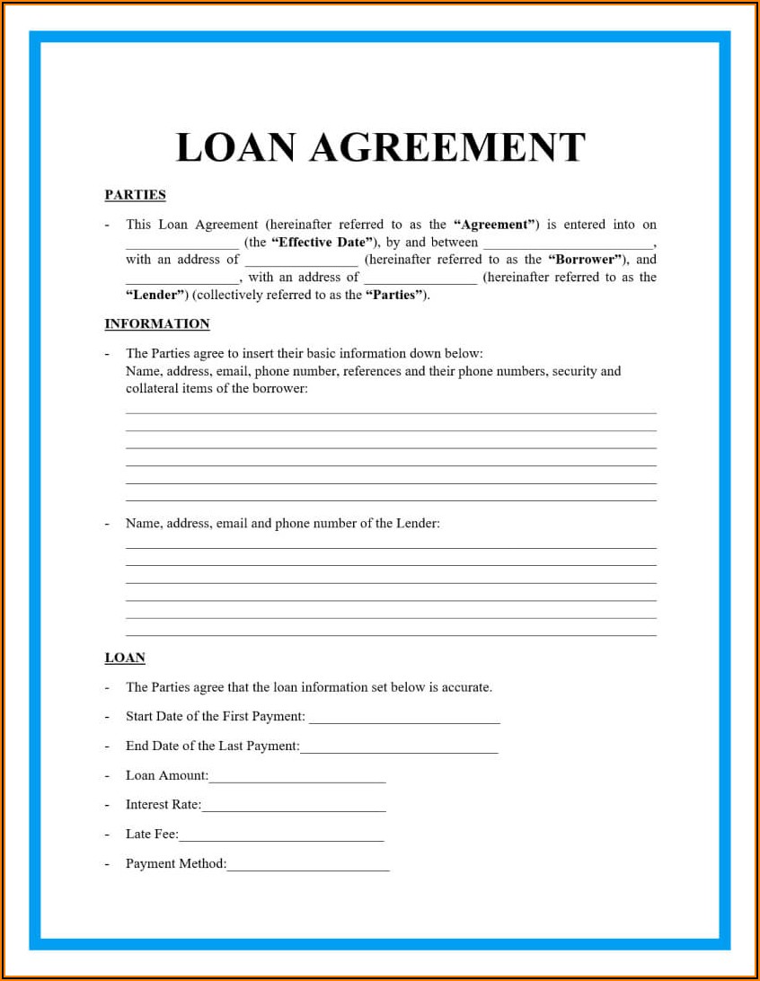 Free Business Loan Agreement Template Word