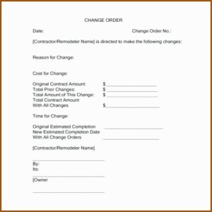 Free Change Order Form Excel