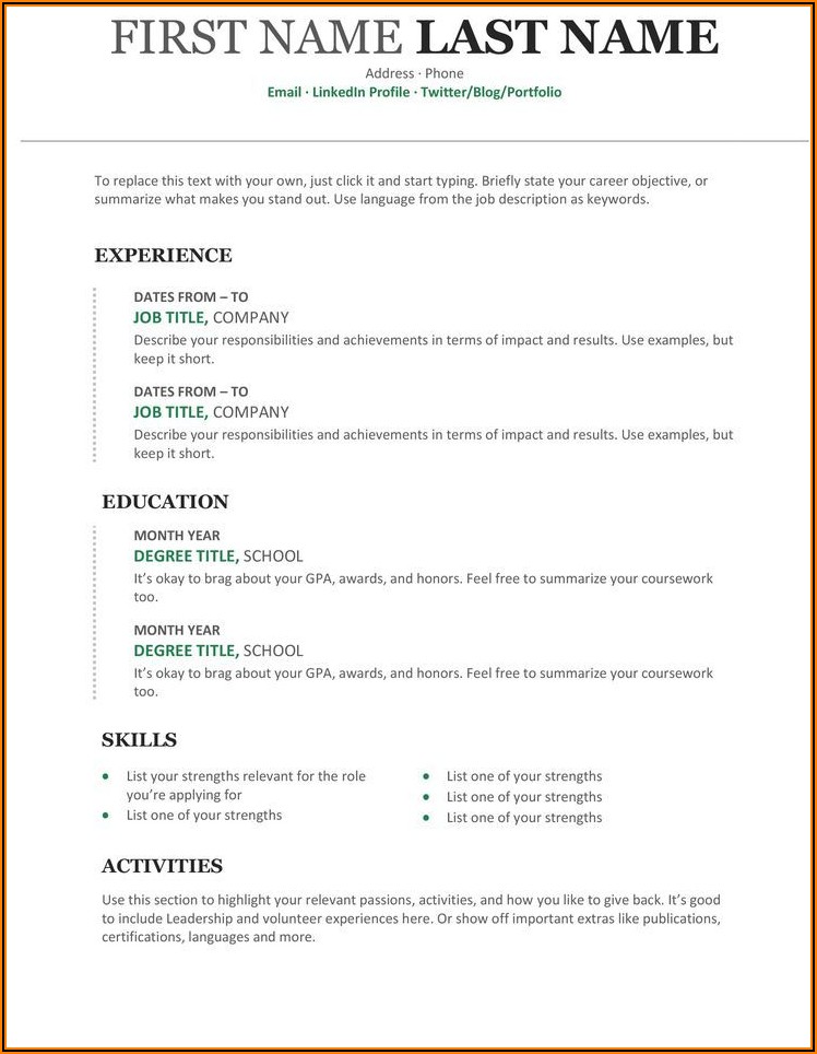 Free Chronological Resume Template 2021