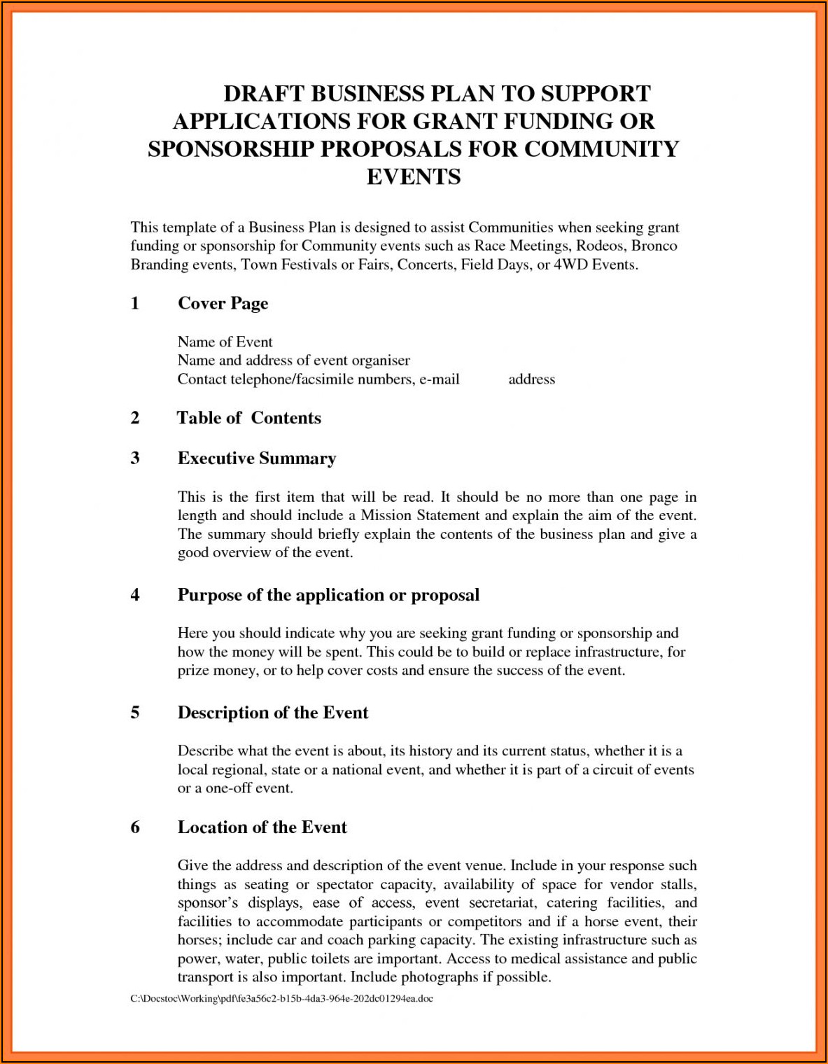 Free Event Sponsorship Proposal Template Doc