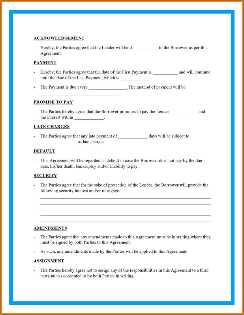Free Loan Agreement Template Word India