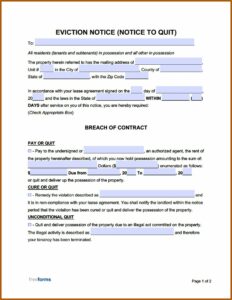 Free Notice To Quit Form California