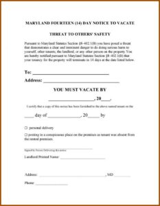 Free Notice To Quit Form Maryland