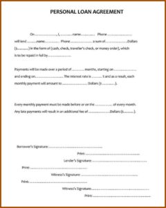 Free Personal Loan Agreement Template Word