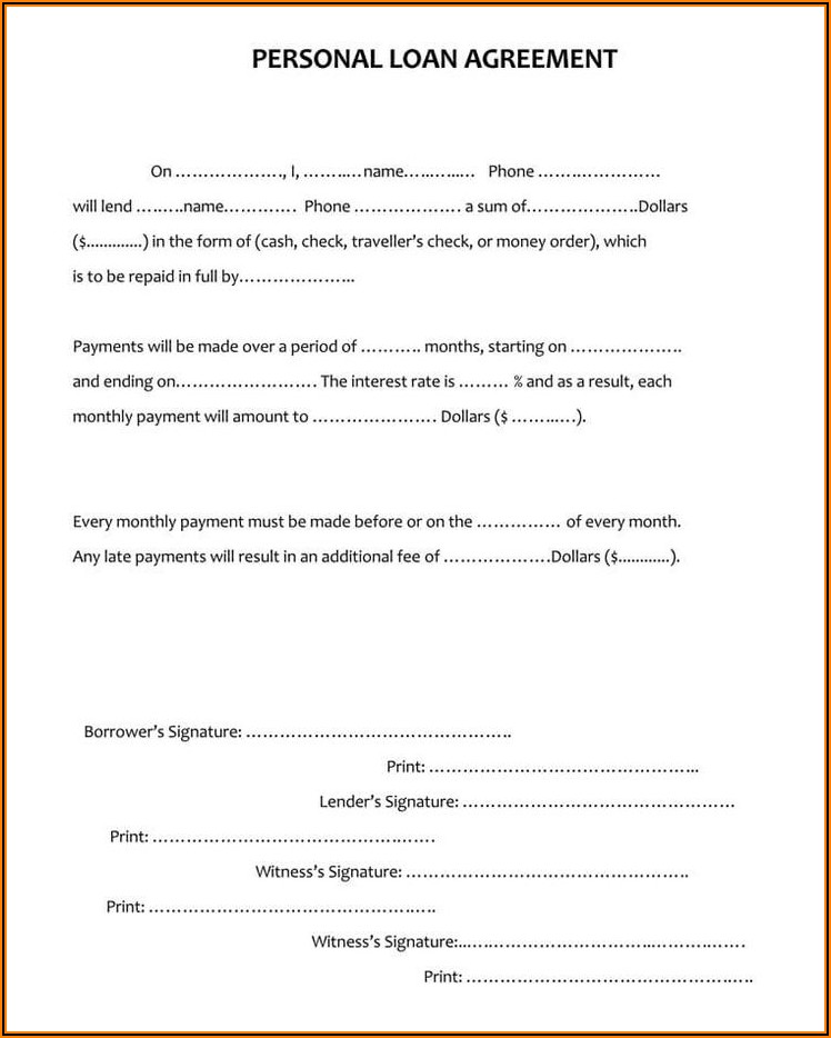 Free Personal Loan Agreement Template Word