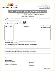 Free Printable Change Order Template