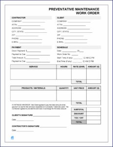 Free Printable Maintenance Work Order Template