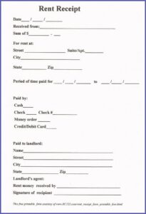 Free Printable Rent Receipt Template