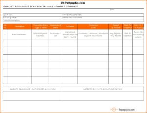 Free Quality Assurance Plan Template Excel