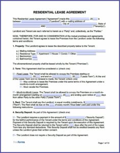 Free Rental Agreements Printable Pdf