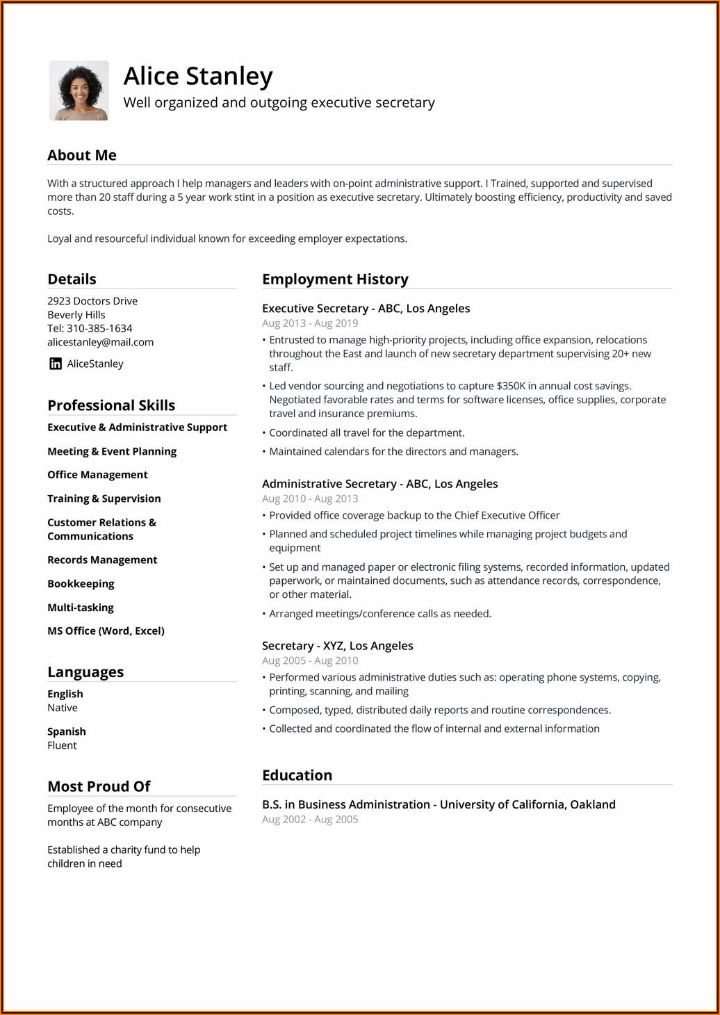 Free Reverse Chronological Format Resume Template