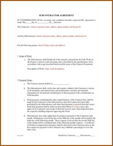 Free Subcontractor Agreement Template