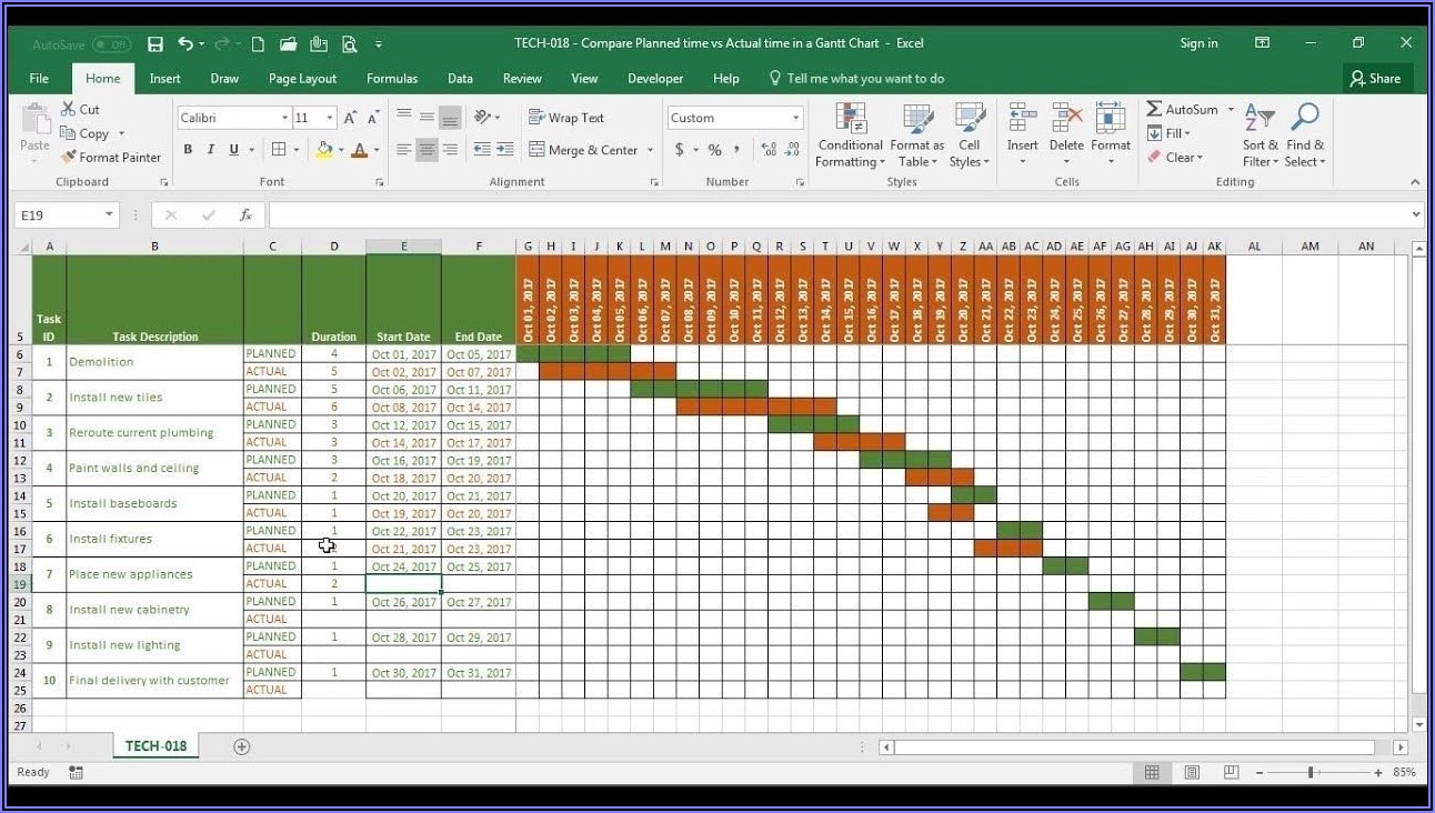 Gantt Chart Calendar Template Excel