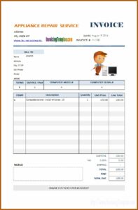 Garage Service Invoice Template