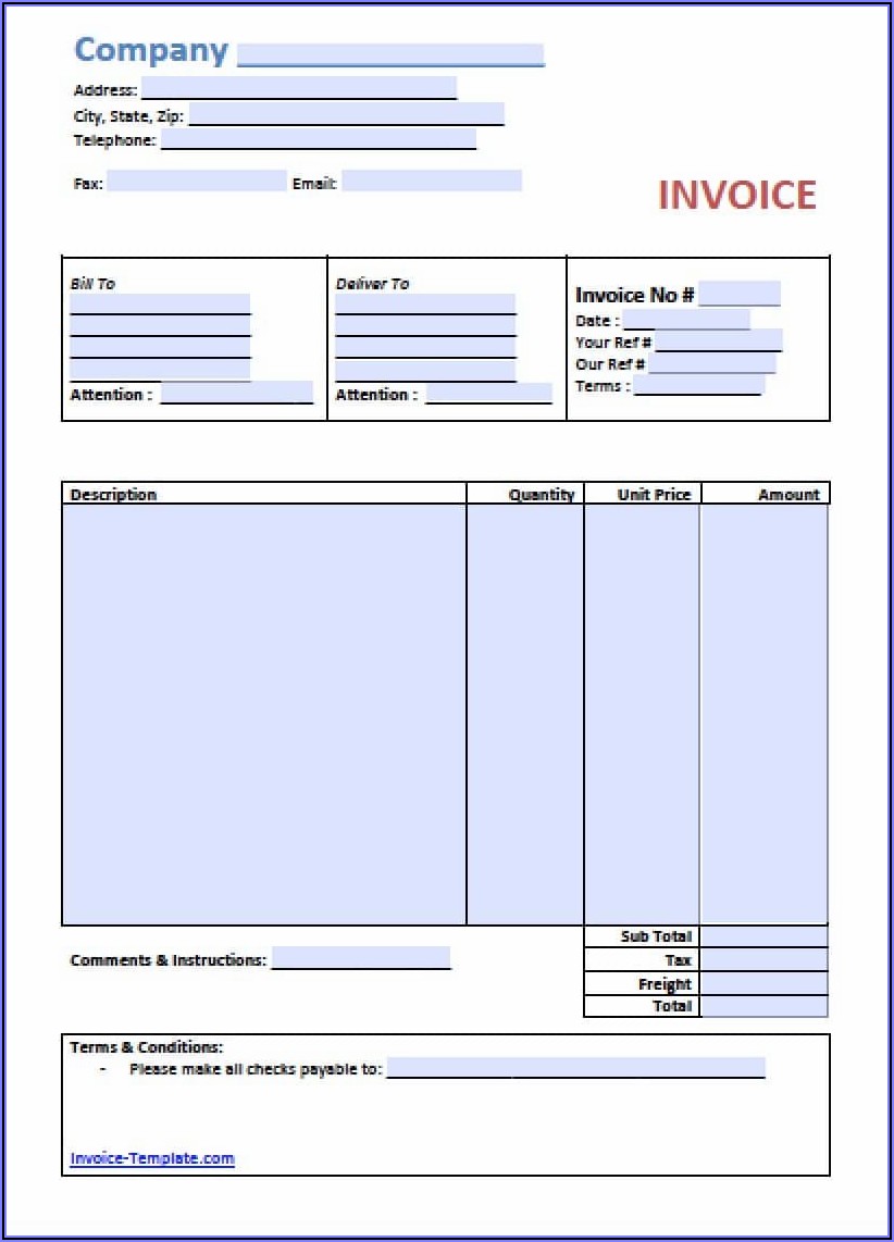 Generic Invoice Template Pdf