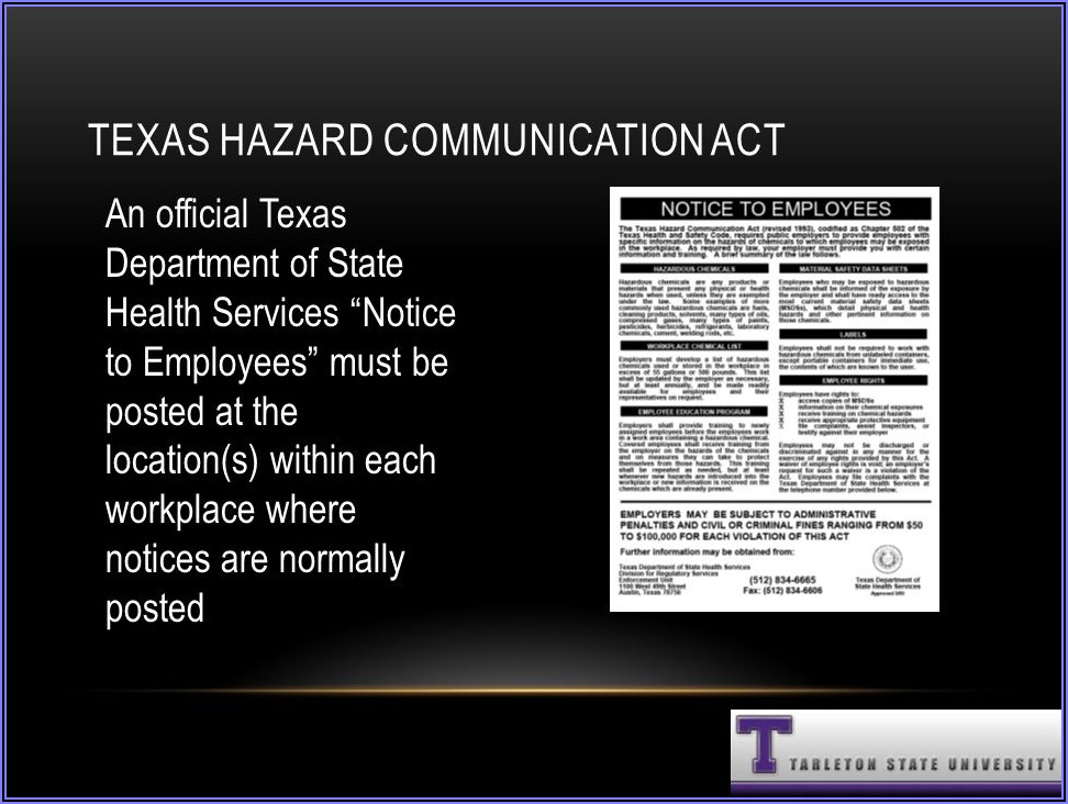 Hazard Communication Program Template Texas