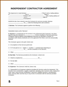Independent Contractor Agreement Template Free