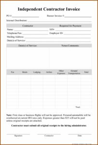 Independent Contractor Invoice Template Pdf