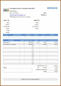 Invoice Template Canada Free
