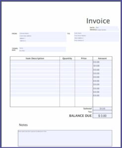 Invoice Template Printable Free