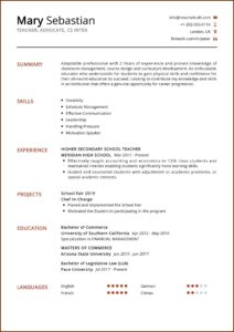 Latest Teacher Resume Format