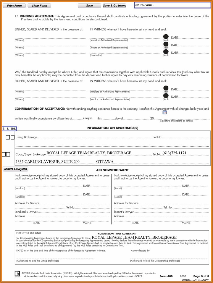 Legal Lease Agreement Form Ontario