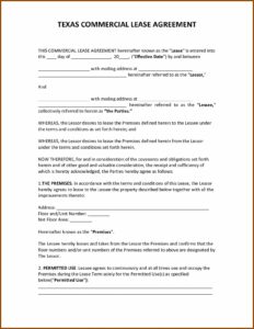 Legal Rental Agreement Form Texas