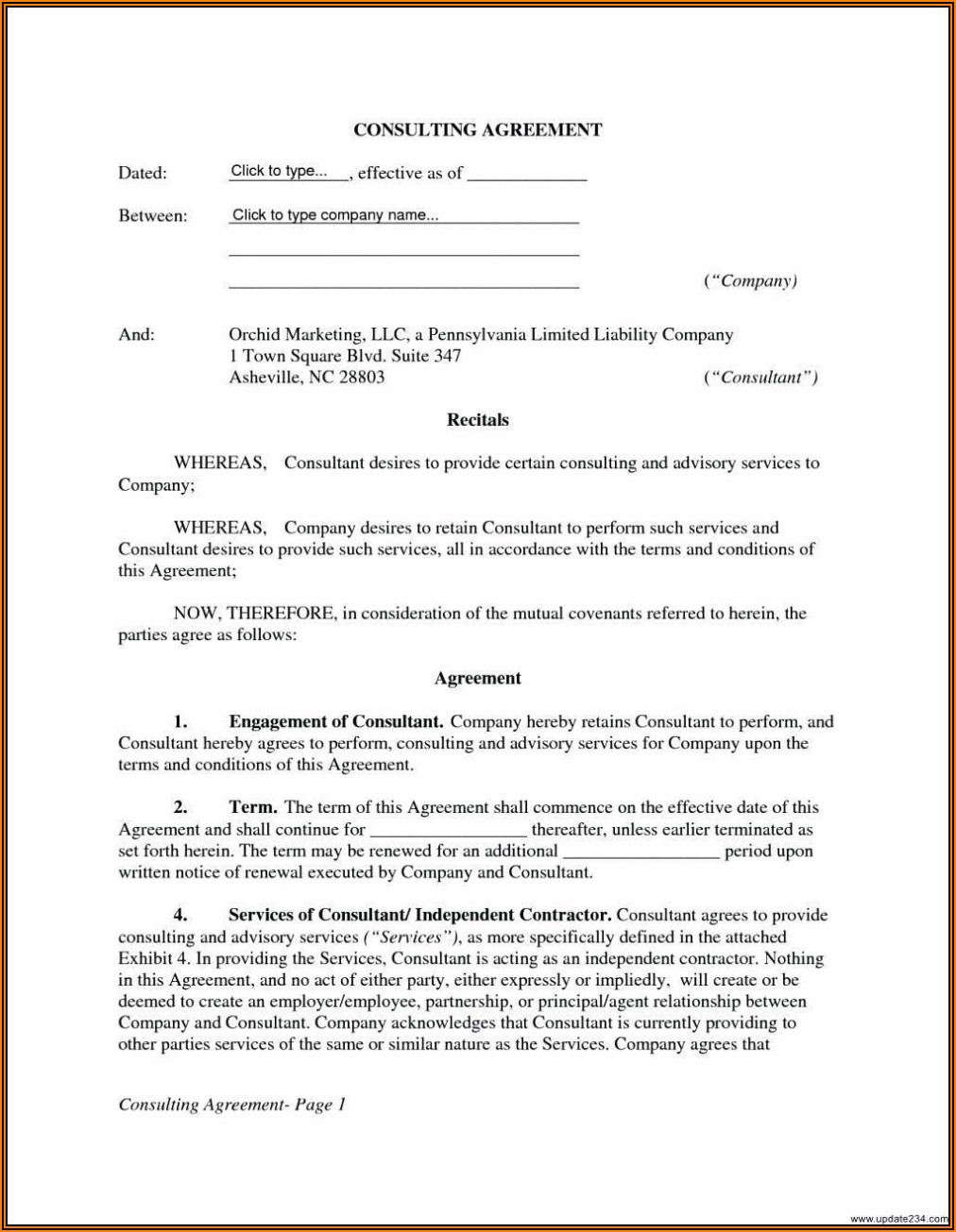 Marketing Contract Template Free