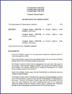 Memorandum Of Understanding Template Australia Free