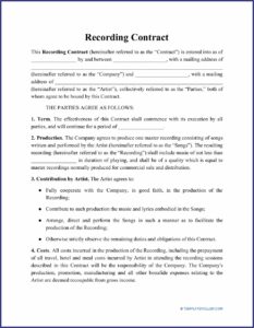 Music Producer Contract Template Pdf