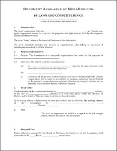 Non Profit Association Bylaws Template
